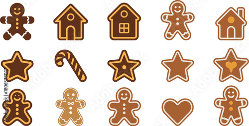 Gingerbread cookies house star candy heart shapes gingerbread man