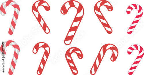 Red and white striped candy canes arranged in two rows