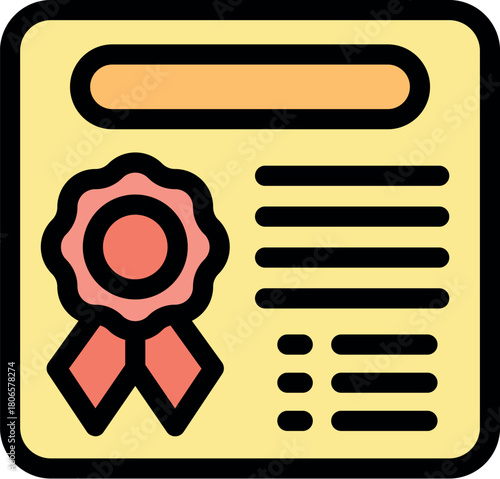 Certificate featuring a red ribbon and seal, symbolizing achievement and official recognition