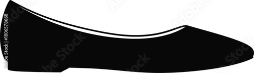 A simple black silhouette of a classic women s flat shoe