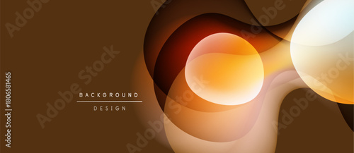 Abstract design features flowing shapes, warm colors. Gradient shades create depth, modern aesthetic. Text reads background design.