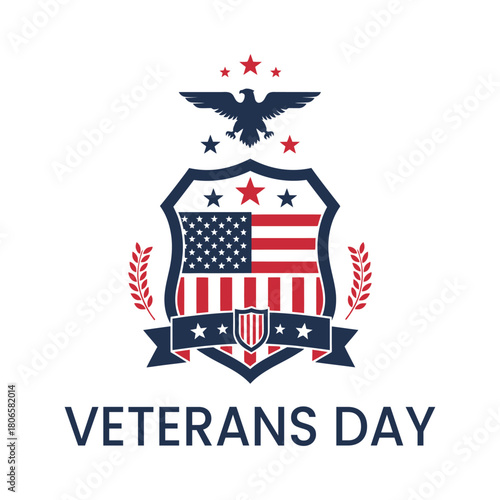 Honoring veterans with a patriotic shield emblem for Veterans Day remembrance, a symbol of American pride and gratitude for service and sacrifice