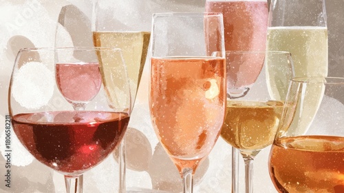 Various drinks in elegant glassware