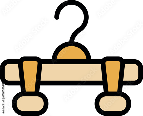 Wooden clothes hanger with clips is designed for hanging trousers or skirts, promoting organized closet space and preventing wrinkles