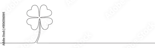 A continuous one-line drawing of a four-leaf clover, symbolizing luck, Irish culture, and good fortune