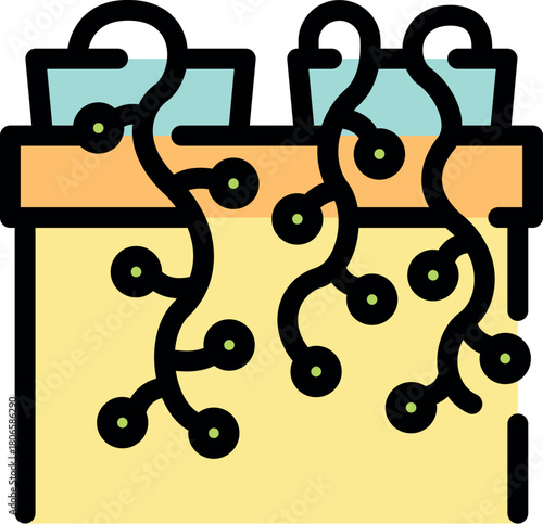 Hydroponic system with led lights nurturing plants, showcasing modern agriculture and sustainable farming techniques