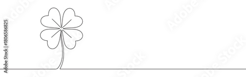 A continuous one-line drawing of a four-leaf clover, symbolizing luck, Irish culture, and good fortune