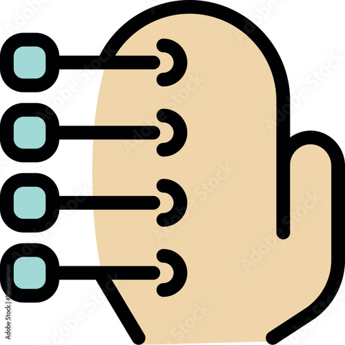 Hand interacting with futuristic technology, tapping an interactive screen with multiple inputs, activating different functions