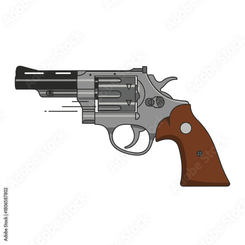 Sleek metallic revolver with a striking design, perfect for action movie posters or edgy crime novels, delivering a bold and powerful statement