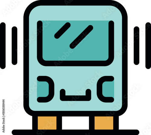 Light rail vehicle running on its track, urban transportation concept