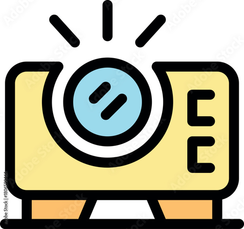 Vintage film projector shining bright light, playing classic movies in a nostalgic cinema setting