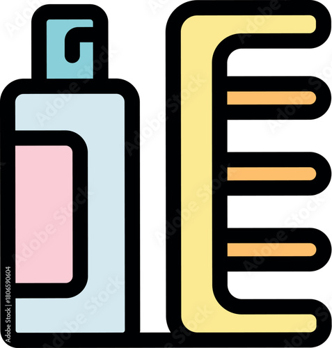 Shampoo bottle and comb forming a hair care kit, promoting hair health and styling