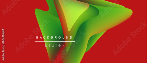 Abstract vibrant design. Flowing shapes overlap, creating dynamic visual impact. Red background enhances color contrast. Modern aesthetic.