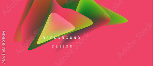 Abstract colorful shapes overlap pink backdrop. Text reads background design. Modern graphic element, vibrant hues present.