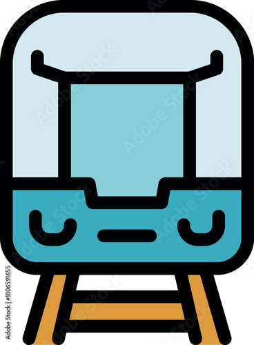 Subway train arriving at platform, public transport icon, urban transportation concept