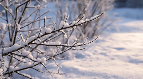 Ice-Clad Twigs on a Softly Blurred Winter Background