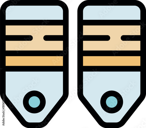 Pair of stylized military rank insignia showing the three chevrons and two rockers of a sergeant first class