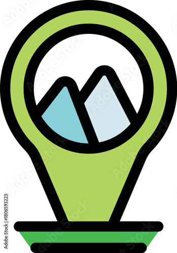 Location pin icon displaying mountains, symbolizing navigation to natural landscapes