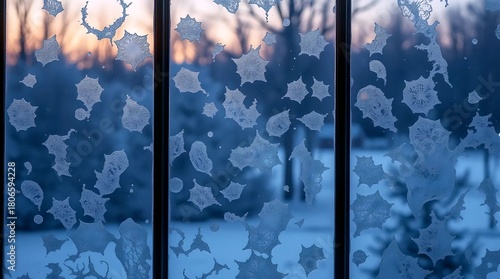 Frosted Window Patterns at Sunrise