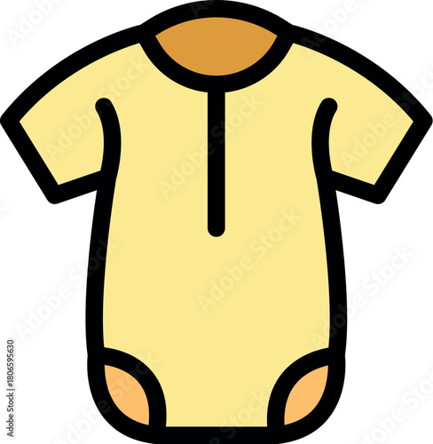 Baby yellow casual clothes with short sleeves and orange finishes, perfect for newborns and toddlers