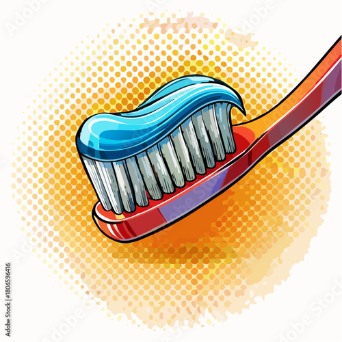 Zahnbürste mit Zahncreme - Cartoon Comic Stil