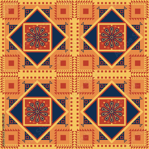 Basic Flower Vector geometric pattern with retro-inspired shapes, trendy color palette, and versatile layout. Great for digital art, poster design, and web backgrounds.”