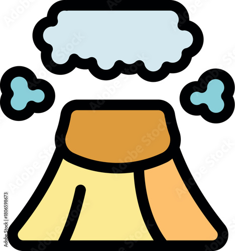 Volcano emitting smoke and steam, creating a dramatic atmospheric effect