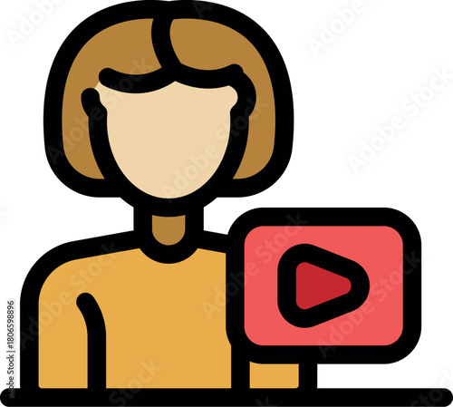 Woman creating and sharing video content online, connecting with audience through digital platforms