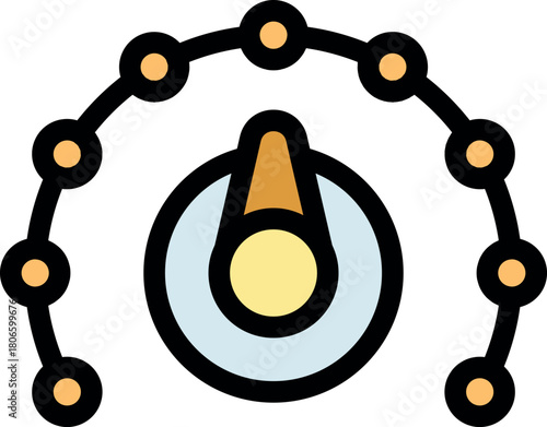 Rotary control knob turned to maximum level setting, volume control or power button, user interface or equipment control concept
