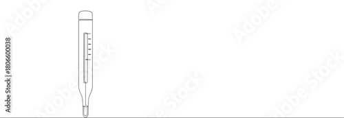 A continuous one-line drawing of a thermometer, indicating temperature measurement and health