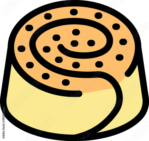 Tasty cinnamon roll with a swirl and dotted pattern