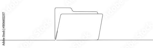 A continuous one-line drawing of a file folder, representing organization and documentation