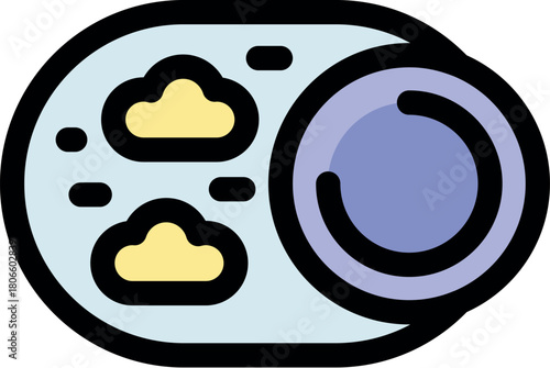 Portable speaker streaming music under a cloudy sky, ideal for outdoor activities