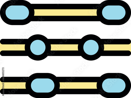 Adjusting settings with three horizontal control slider bars, featuring rounded and circular handles, provides precise customization options