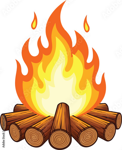 Campfire symbol bonfire vector, campfire flames vector, bonfire vector icon, burning bonfire or campfire vector illustration on white background