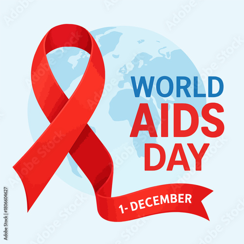 World aids day awareness with red ribbon isolated on