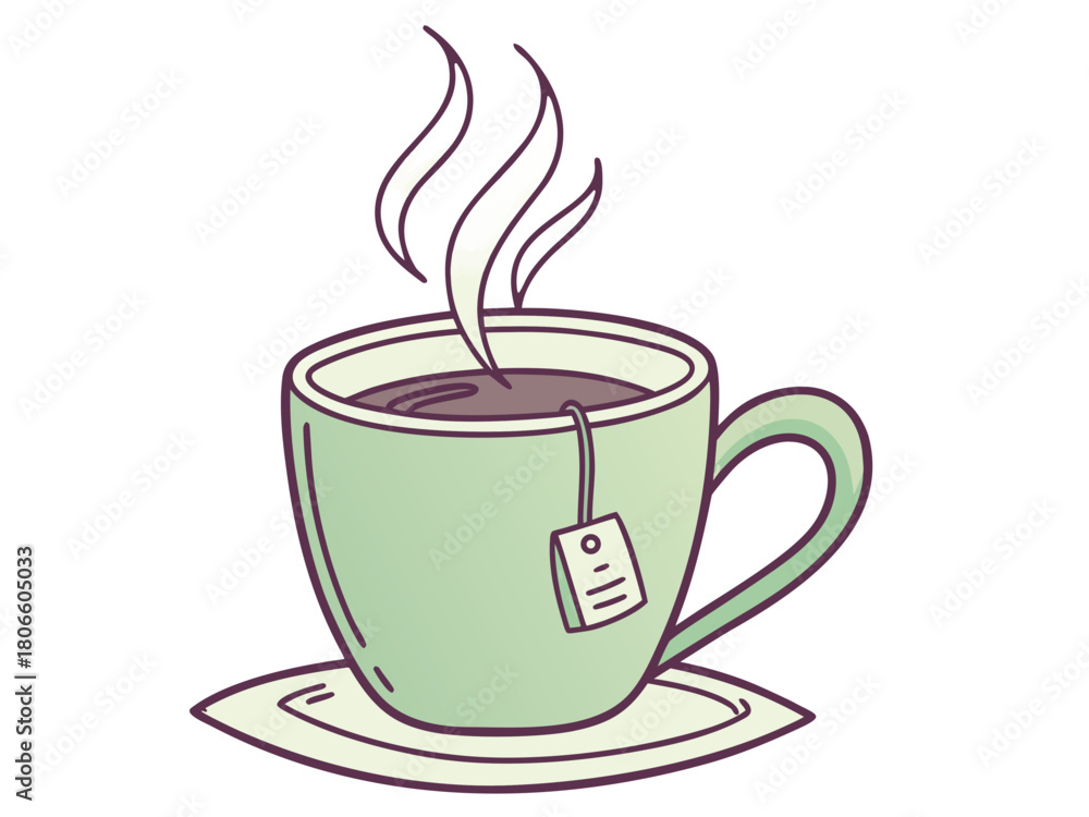 Obraz premium Tea and breakfast, tea in a beautiful mug, morning atmosphere, relaxation, time to relax, delicious chai, masala chai, Paris morning, Europe morning