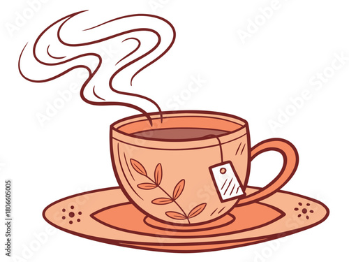 Tea and breakfast, tea in a beautiful mug, morning atmosphere, relaxation, time to relax, delicious chai, masala chai, Paris morning, Europe morning