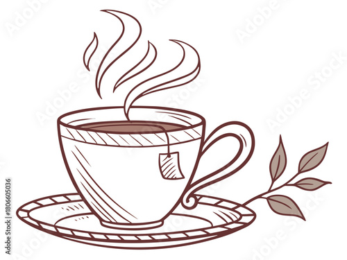 Tea and breakfast, tea in a beautiful mug, morning atmosphere, relaxation, time to relax, delicious chai, masala chai, Paris morning, Europe morning