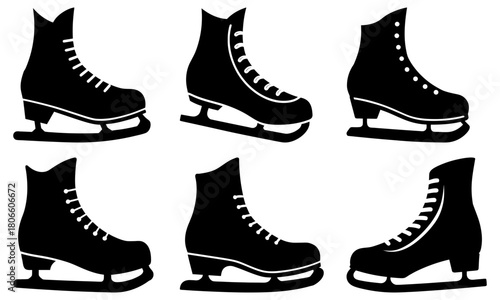 Classic Ice Skates Collection for Winter Sports Enthusiasts, Perfect for Figure Skating and Hockey Season Adventures, Vector Art