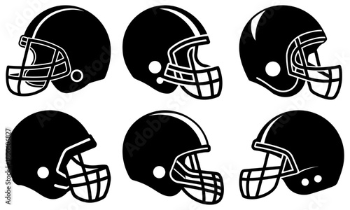 American football helmets ready for game day, showcasing team spirit and athletic prowess, originally a scalable vector graphic perfect for sports designs