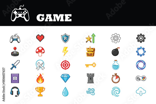 Level up your project with this vibrant collection of game assets, perfect for app design, UI elements, and immersive gaming experiences today!