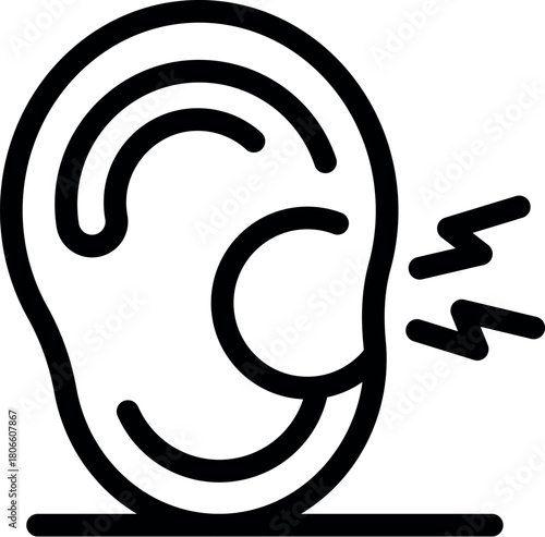 Human ear experiencing pain symbolized by lightning, indicating potential ear infection or related discomfort