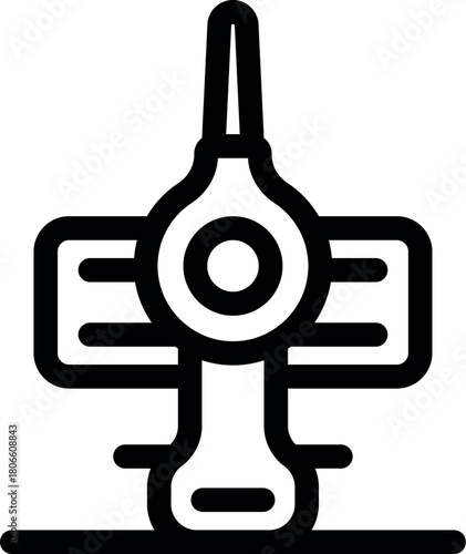 Medical enema pear with soft tip standing on a surface, healthcare and medical concept, simple black and white line icon