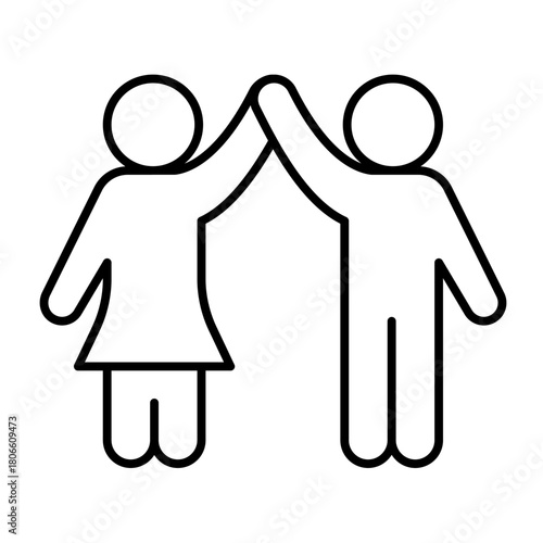 Couple thin line icon, family therapy concept. Vector graphics. Man and woman with high five, mental health sign on white background, style icon mobile or web design.