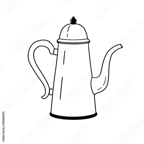 Vintage Coffee Pot Hand Drawn Vector Illustration