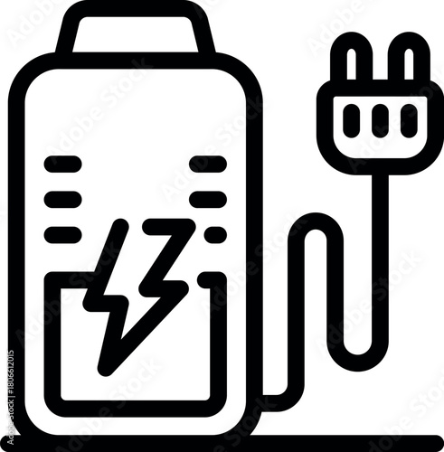 Portable charger being charged, representing power, energy, and mobile technology