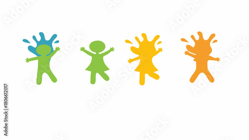 Playful children illustrations bursting with vibrant colors, perfect for educational materials, happy kids concepts, and cheerful designs originally from vector art