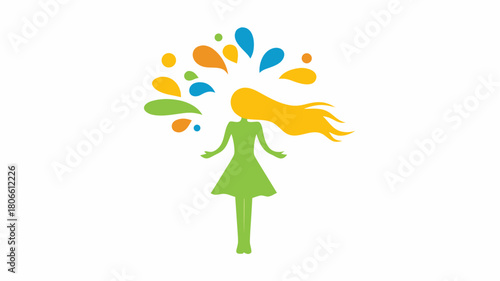 Empowered woman celebrates creativity, growth, and vibrant ideas for a modern, positive, and inspiring lifestyle brand or creative project