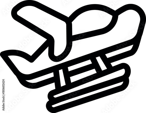 Airplane flying over sleigh delivering presents to children worldwide on christmas eve, symbolizing fast and efficient gift delivery